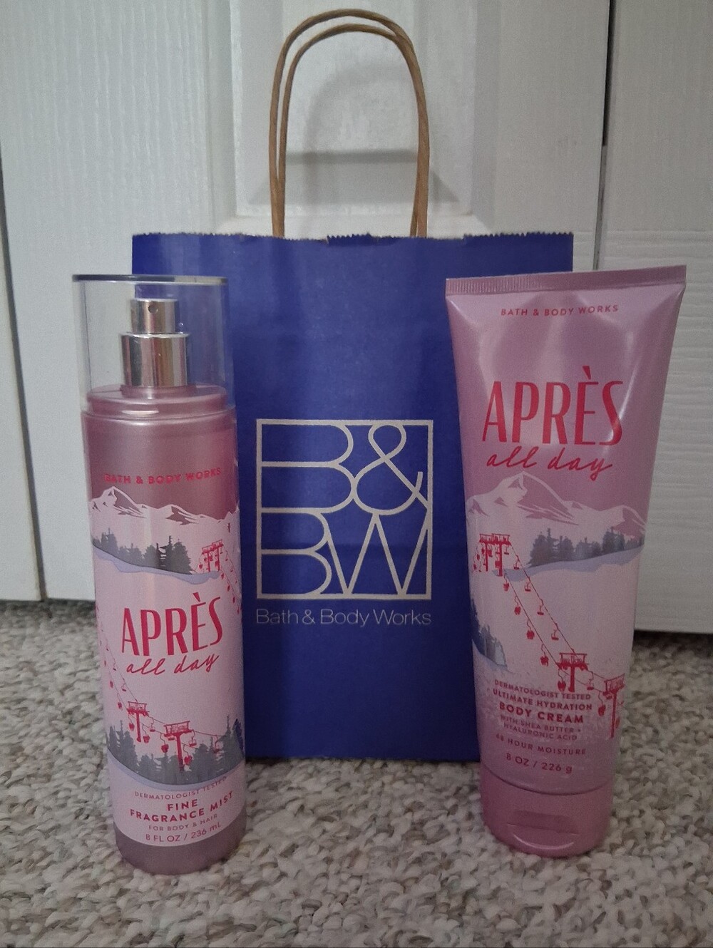 NEW! Bath & Body Works "Aprés All Day" Fine Fragrance Mist & Body Cream Set